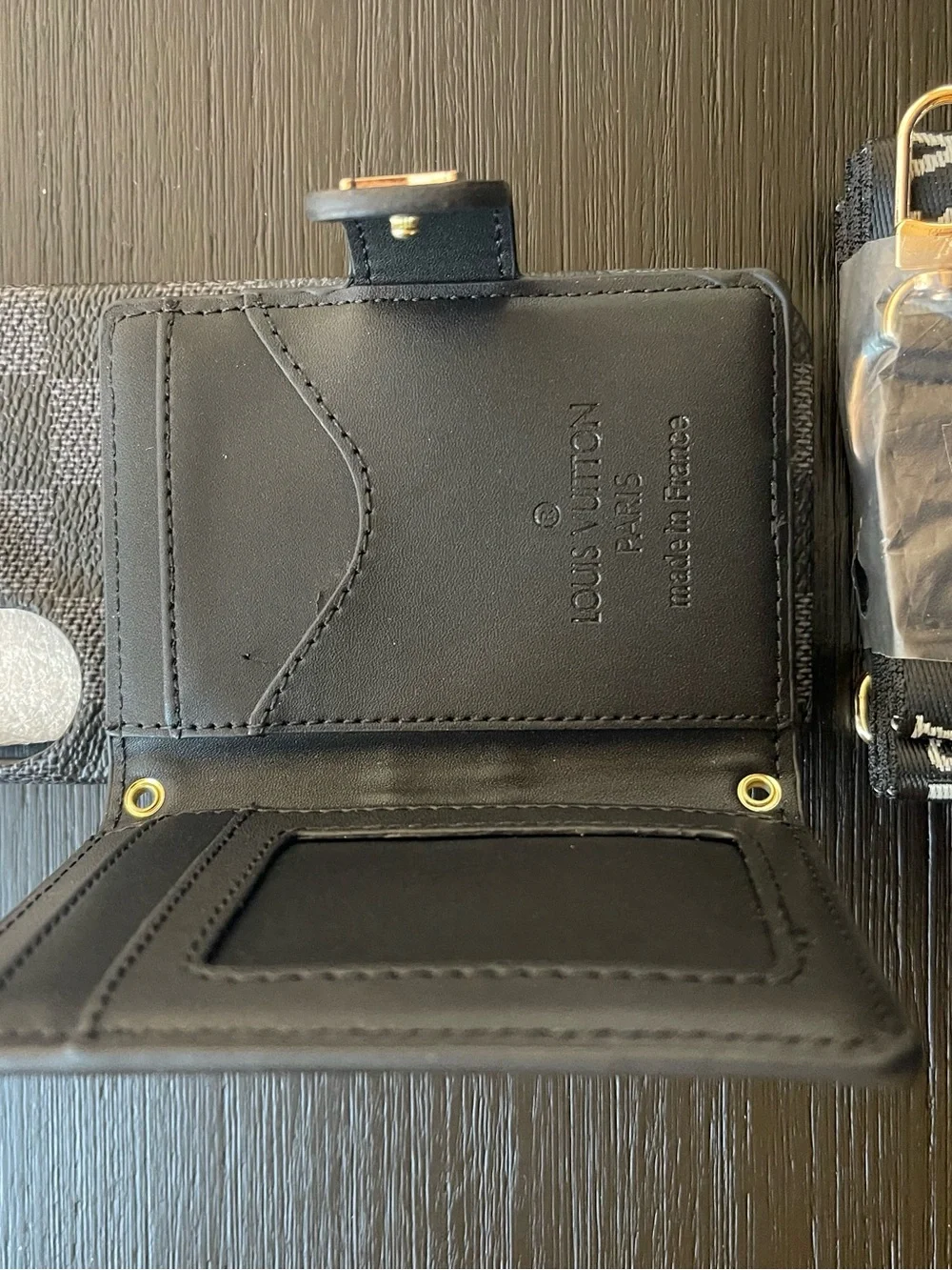 iPhone 16 Regular Crossbody Black and Gray Phone Wallet Phone Case